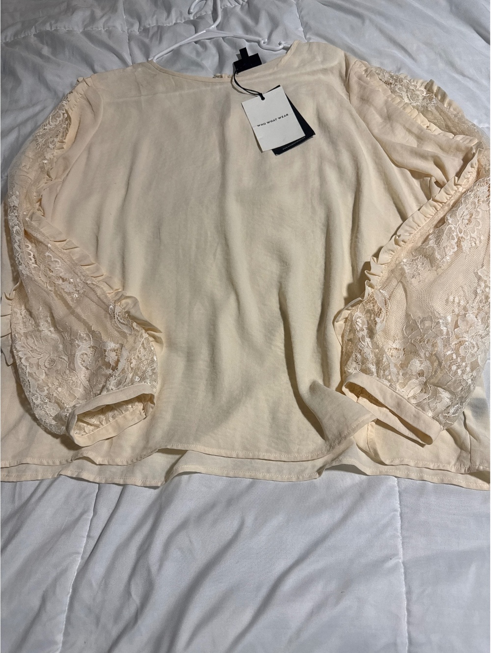 Who What Wear Cream Lace‎ Sleeve Blouse XXL